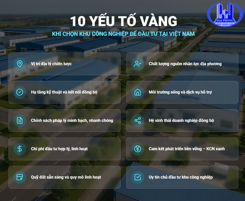 10 yếu tố quan trọng khi chọn khu công nghiệp để đầu tư tại Việt Nam